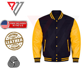 Varsity Letterman Wool & Real Cowhide Leather Sleeves High Quality Bomber Jacket PWV-VAR14