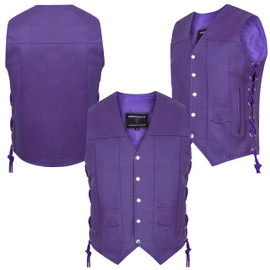 Unisex Purple Motorcycle Vest with side laces.