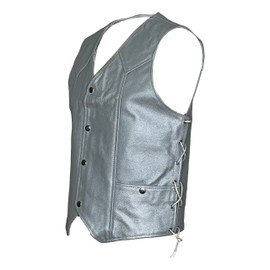 Unisex Silver Motorcycle Vest with side laces.