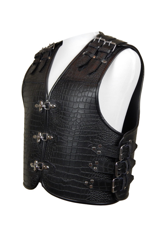 Thick Leather Vest | Viking Armor Leather Motorcycle Vest | Croc Finish Leather  Vest | Style Armor | Biker Vest