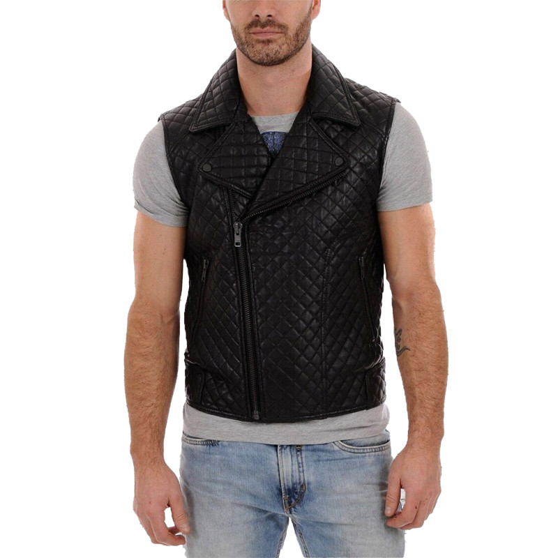 Mens Black Genuine Leather Motorcycle Vest/Slim Fit Sleeveless Jacket/Biker Vest Mens Black Genuine Leather Motorcycle Vest/Slim Fit Sleeveless Jacket/Biker Vest