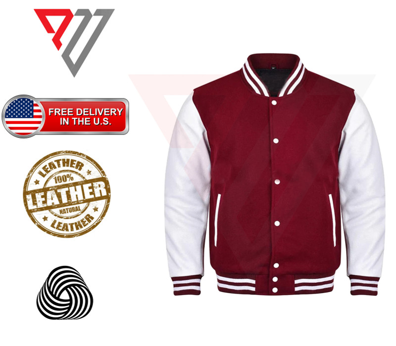 Varsity Letterman Wool & Real Cowhide Leather Sleeves High Quality Bomber Jacket PWV-VAR8