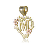 10kt Gold  Heart Initial Pendant