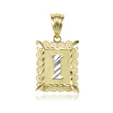 10kt Gold Square Initial Pendant