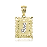 10kt Gold Square Initial Pendant