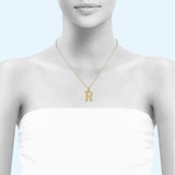 10kt Gold M Block Initial Pendant
