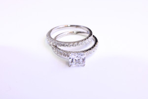 .925 S. Silver Wedding Duo with Square stone