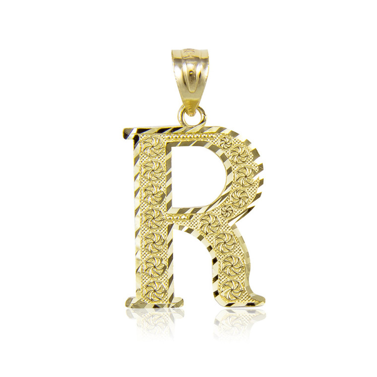 10kt Gold M Block Initial Pendant