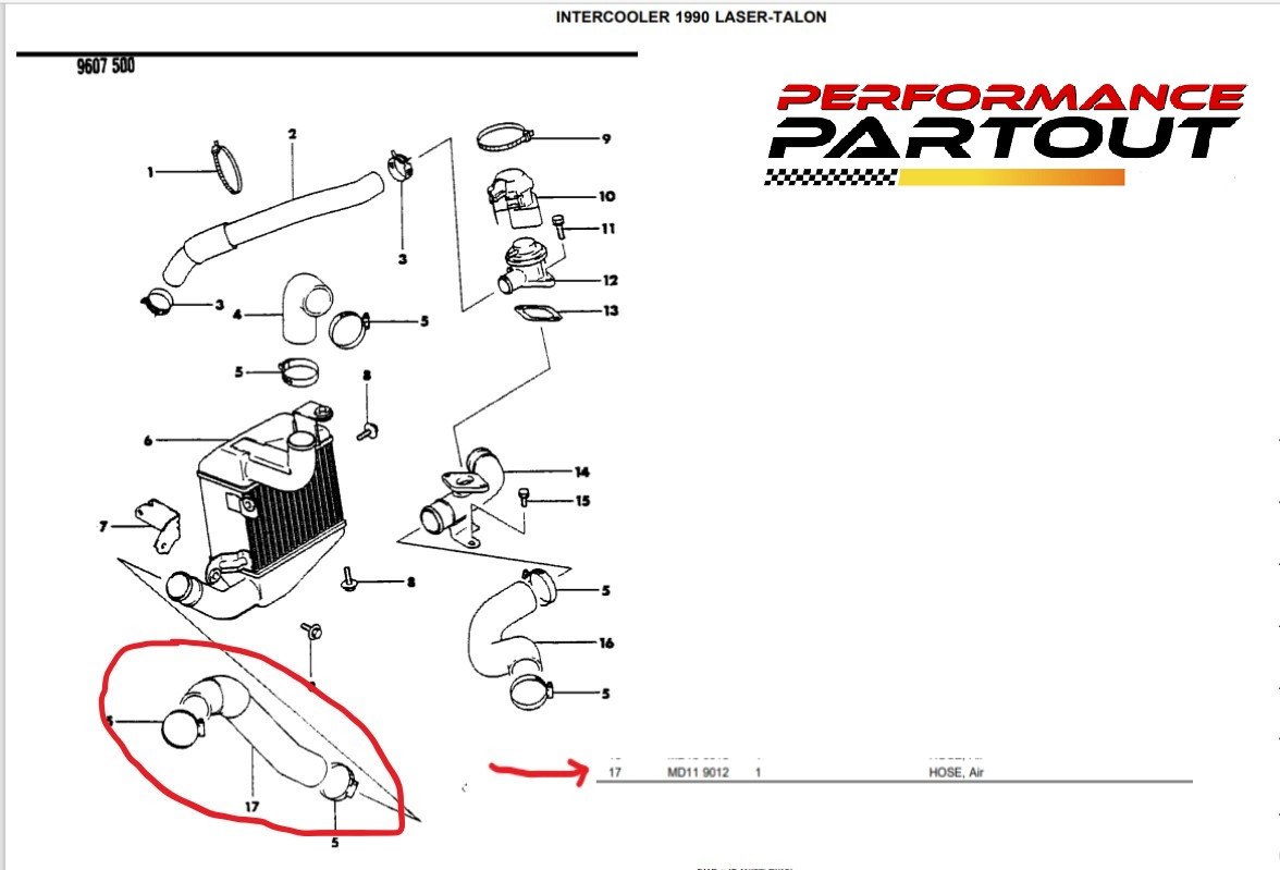 turbo to intercooler Hose 1990 1G DSM