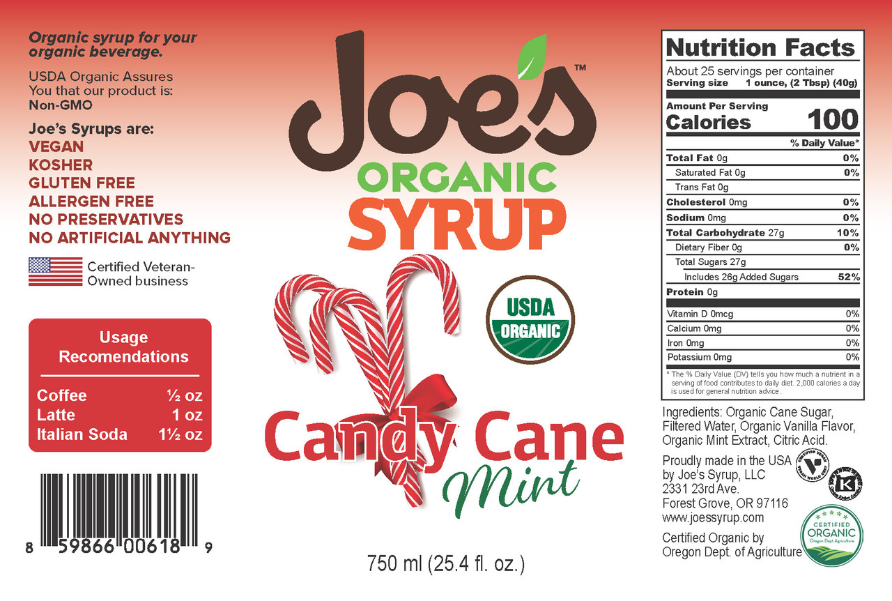 USDA Organic CANDY CANE MINT - Joe's Syrup