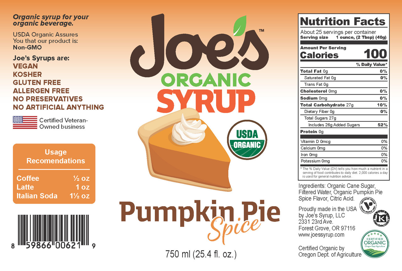 USDA Organic PUMPKIN PIE SPICE - Joe's Syrup