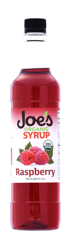 In the Pacific Northwest, raspberries are a summertime Favorite. The delicate fruit is both sweet and tart. Raspberries are treasured in  many dessert and beverage recipes. Joe's Organic Raspberry Syrup will add to your beverage recipes year round. Joe's Organic Raspberry Flavored Syrup is made with organically grown pure cane sugar and the finest organic flavors with no additives or preservatives. Red Coloring derived from beets.