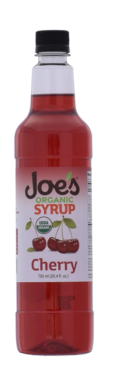 Plump, sweet, tangy.  A favorite with kids of all ages.  Available all year. Made with care, using organic cane sugar, organic Cherry, and just enough citric acid to give it the tartness you expect.  Use Joe's organic Cherry syrup on shaved ice, in Smoothies, Italian soda, ice tea and your favorite specialty beverage.