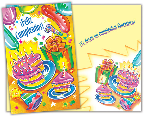 01003 Six Spanish Birthday General Greeting Cards With Six Envelopes