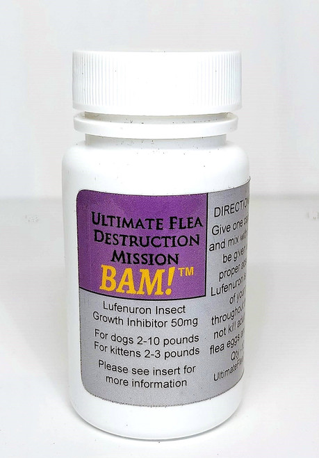 Bam! Lufenuron for Dogs 2-10 lbs and Cats 2-3 lbs 50mg 12 Capsules