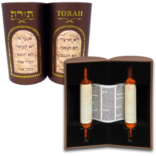 Torah Scroll Replica (10.3) Vilna Gate White Ashkenazi by Art Judaica