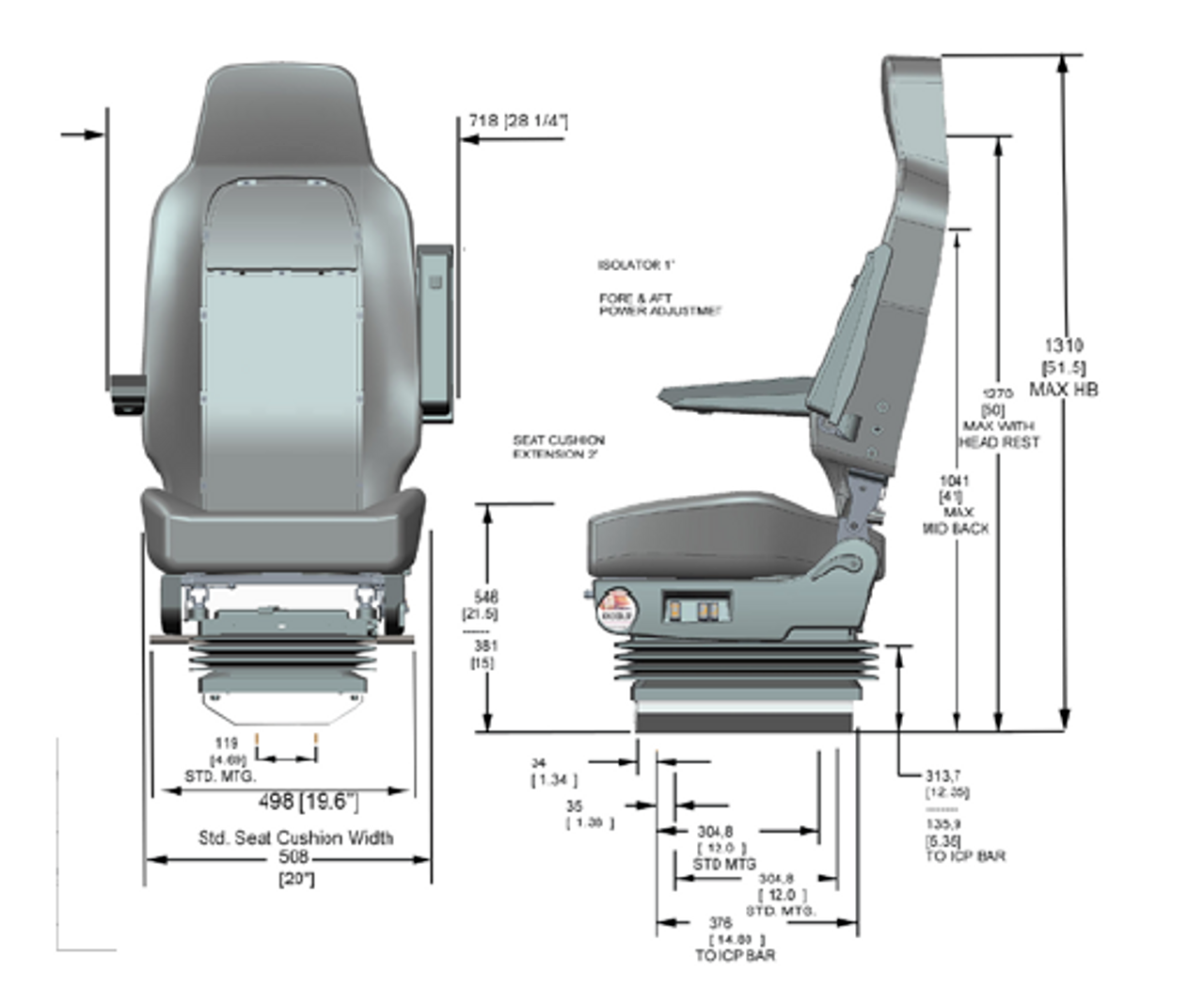 Knoedler Seats - BRCS Exclusive Gray Overstuffed Air Chief Low