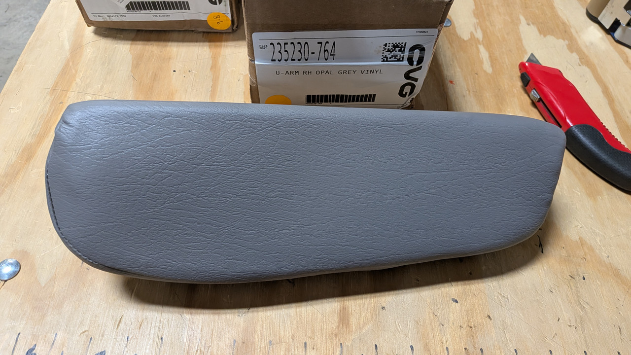 National Seating U-Arm Right Hand Opal Grey Vinyl - Seat Specialists