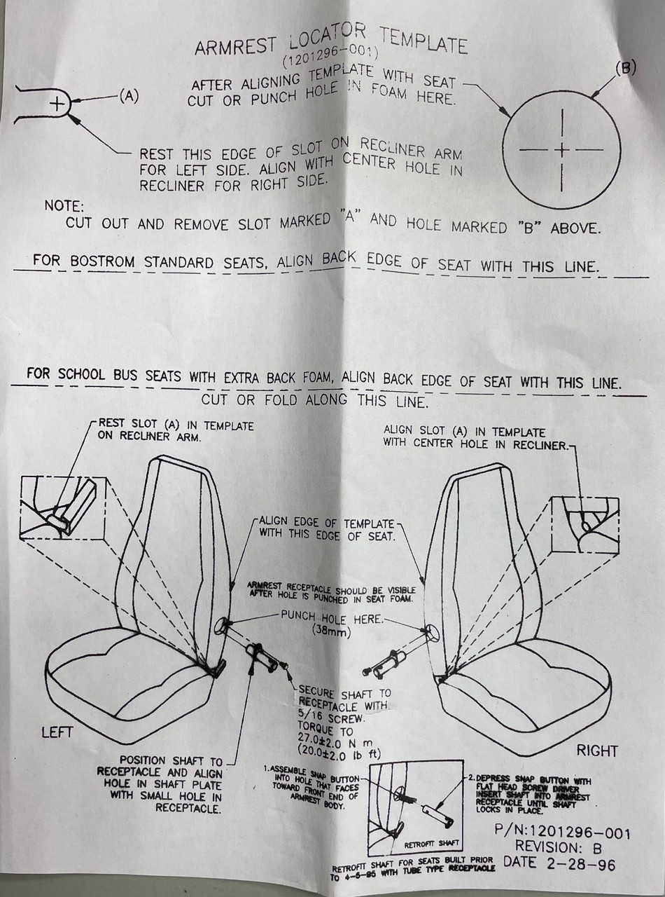 Bostrom Seating Part 1234231-xxx Interchangeable (left or right