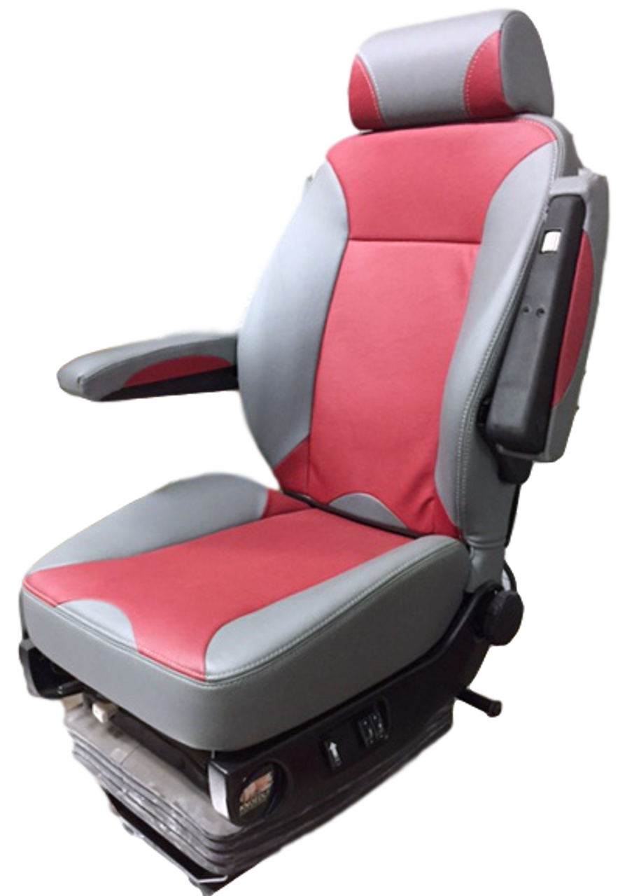 Knoedler Air Chief Truck Seat W/ Heat/Cool, Massage, 2 Lumbar Supports,  Dual Armrests, Swivel - Black Leather - 4 State Trucks