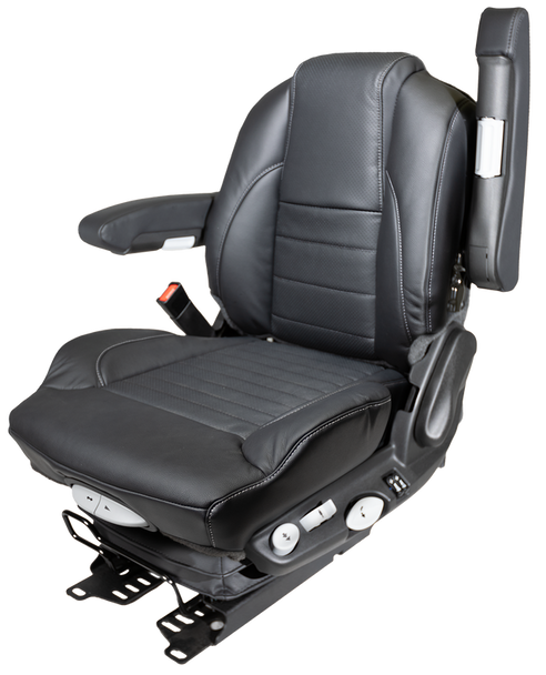 GraMag Mid Back SteadyRide Black Leather Truck Seat