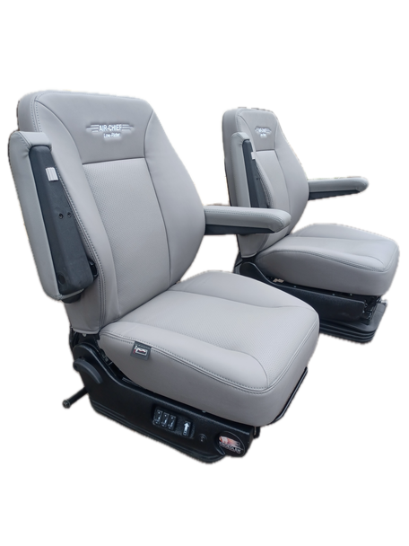 Air Chief pair with mid back style, grey synthetic leather, probax and heat & cool.  low profile riser.