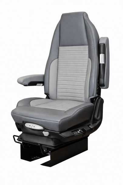 GraMag SteadyRide MR (smart fluid) Hi Back 2 Tone Mocha and Gray Leather Vinyl Truck Seat