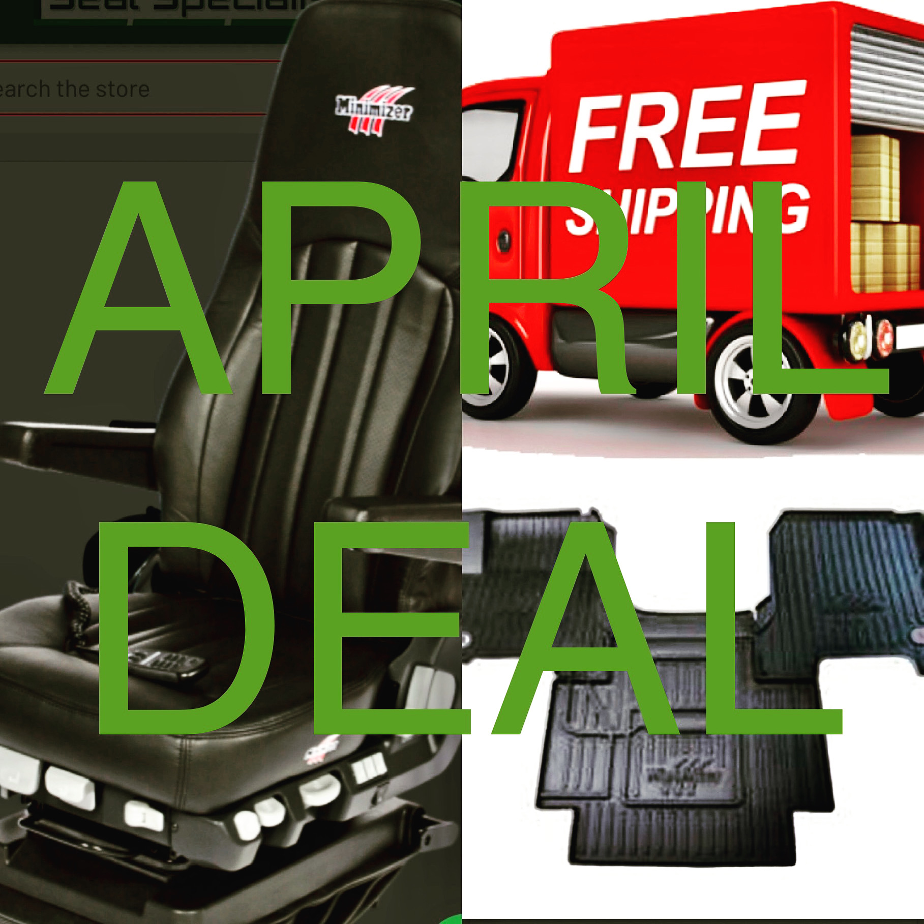 All Minimizer Seats & Truck Mats ship free in April 2020! Seat