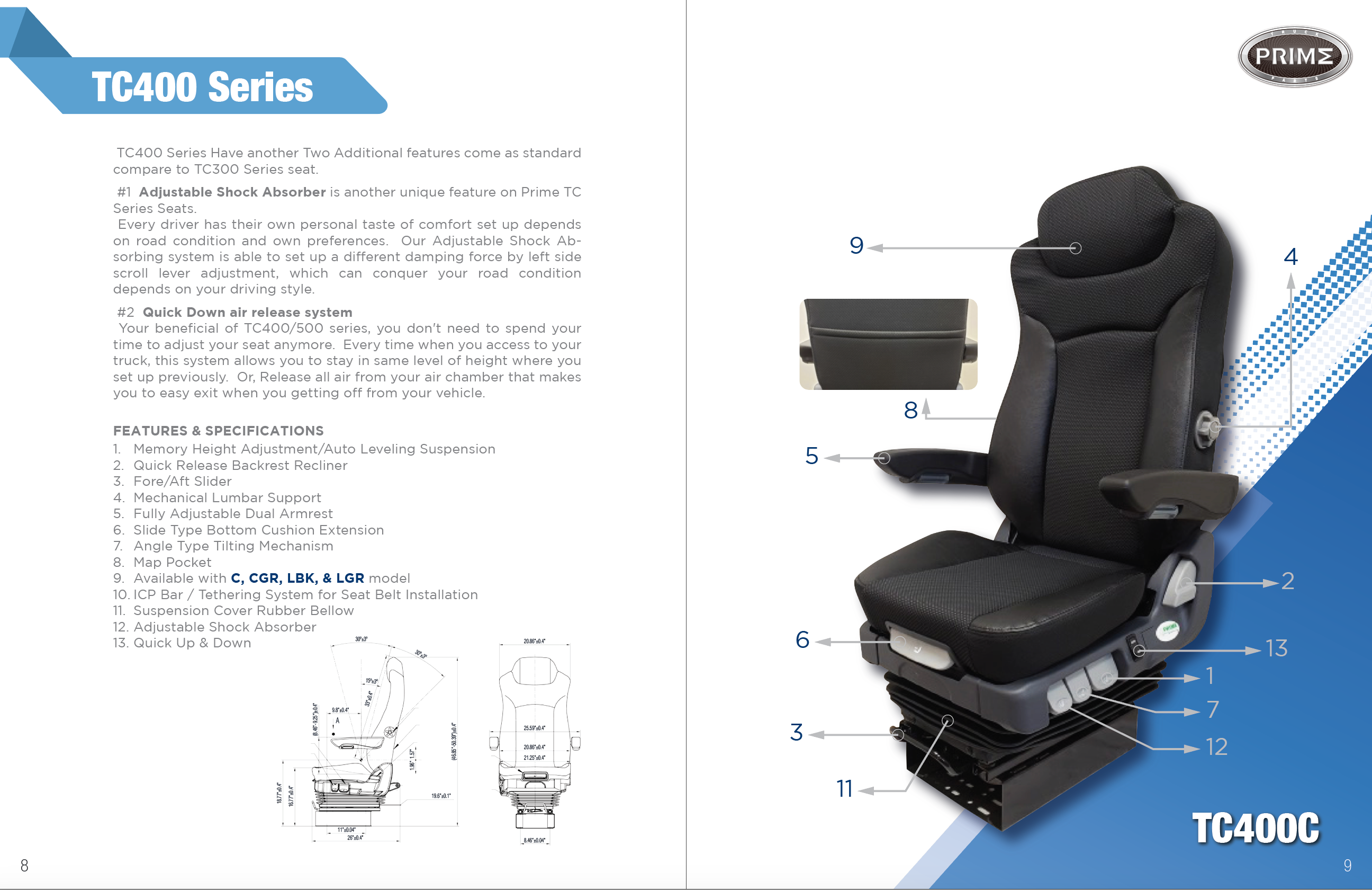 Prime TC500 Series Air Ride SEATS by Prime Seating