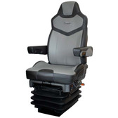 Seats Inc Pinnacle Truck Seat - Black Dura Leather and Gray Dura Leather