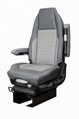 GraMag SteadyRide MR (smart fluid) Hi Back 2 Tone Mocha and Gray Leather Vinyl Truck Seat - Seat Specialists