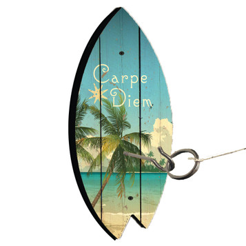 Carpe Diem Surf Board Shape Hook and Ring Toss Lawn Game