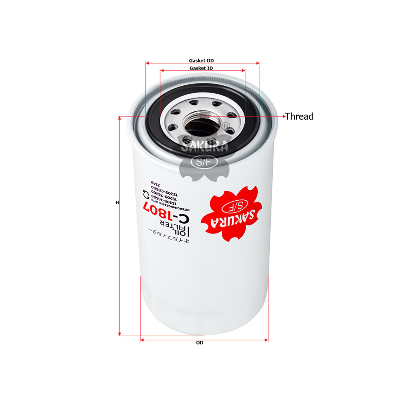 Sakura Full Flow Spin-on Oil Filter C-1807 Equivalent to