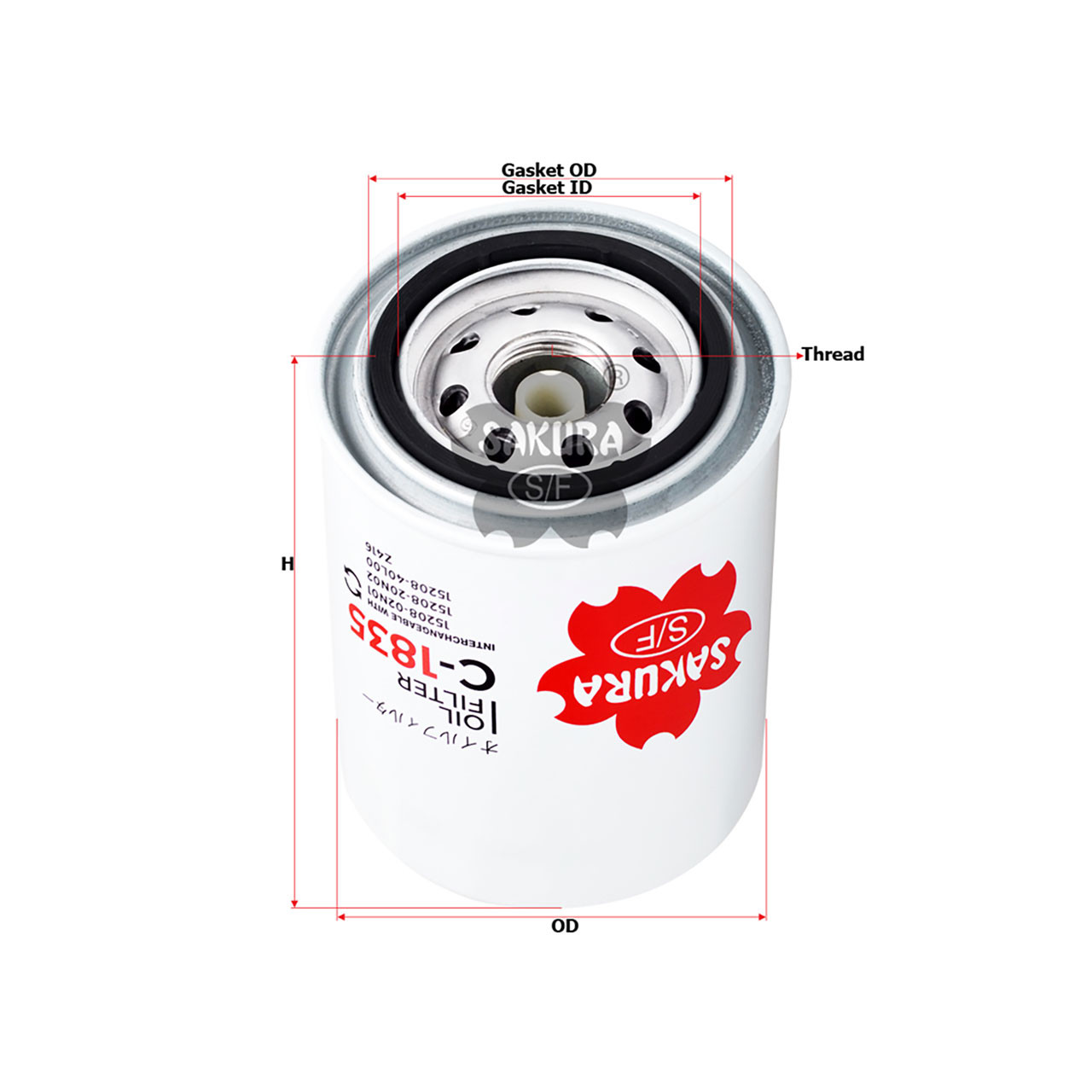 Sakura Spin-on Oil Filter C-1835 Cross Ref: 15208-02N01