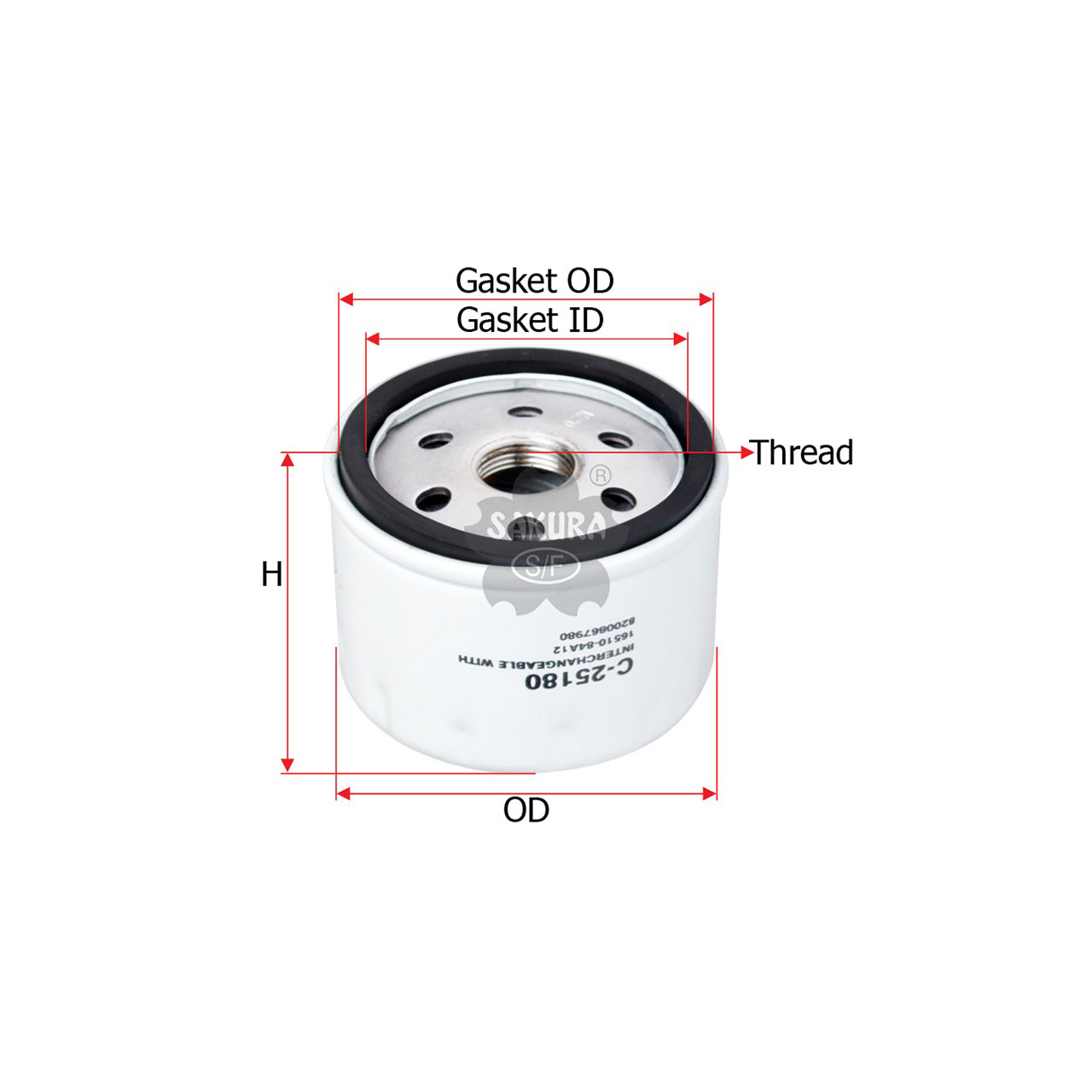 Sakura Full Flow Spin-on Oil Filter C-25180 Equivalent to Nissan