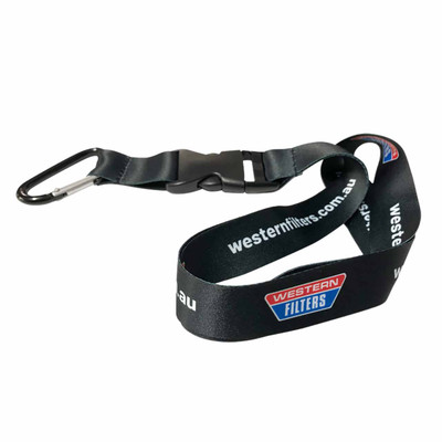 Western Filters Lanyard: Plastic Short Release & Steel Black Carabiner Fitting