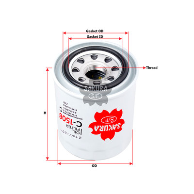 Sakura Full Flow Spin-on Oil Filter C-1508 Cross Ref: 8-94114584-0