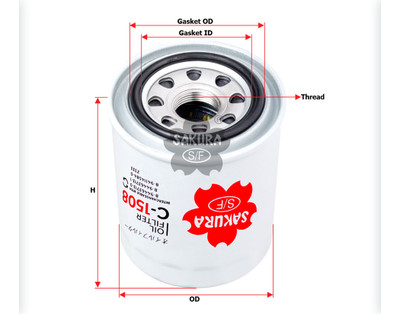 Sakura Full Flow Spin-on Oil Filter C-15343 Equivalent to Isuzu 8