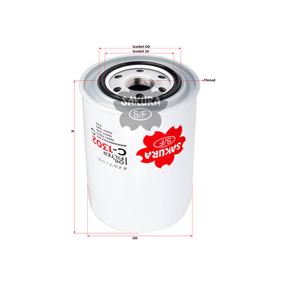 Sakura Full Flow Spin-on Oil Filter C-1302 Cross Ref: 15607-1330