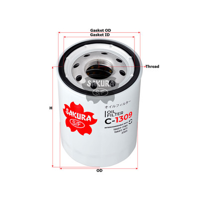 Sakura Full Flow Spin-on Oil Filter C-1309 Cross Ref: 15607-1671