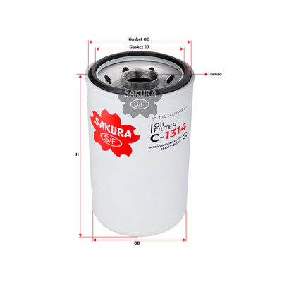 Sakura Full Flow Spin-on Oil Filter C-1314 Cross Ref: 15607-2050