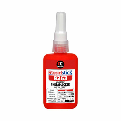 Chemtools Rapidstick 8263-50 Threadlocker 50ml (Oil Tolerant, Red)