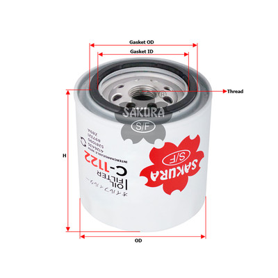 Sakura Full Flow Spin-on Oil Filter C-1122 Cross Ref: 15600-25010