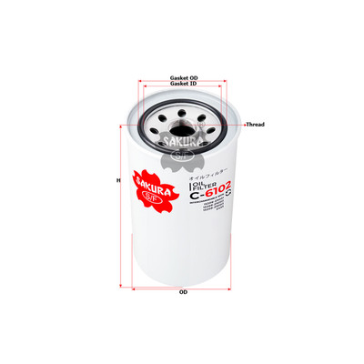Sakura Full Flow Spin-on Oil Filter C-6102 Cross Ref: 15208-Z9000 Sakura Full Flow Spin-on Oil Filter C-6102 Cross Ref: 15208-Z9000