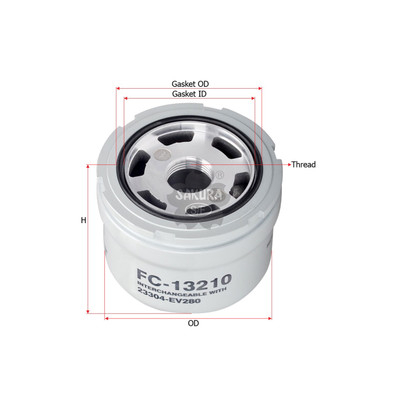 Sakura Spin-On Fuel Filter FC-1301 Equivalent to Hino 23304-EV062