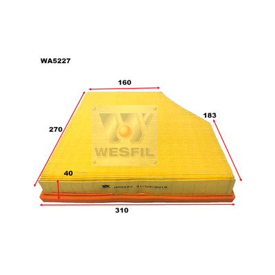 WA5227 Wesfil Air Filter for BMW (Cross Ref: A1742)