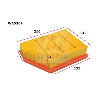 WA5269 Wesfil Air Filter for Ssangyong (Cross Ref: A1972) WA5269 Wesfil Air Filter for Ssangyong (Cross Ref: A1972)