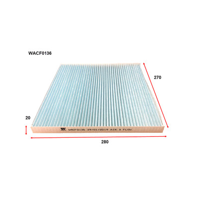 WACF0136 Wesfil Cabin Filter for Nissan (Cross Ref: RCA228P) WACF0136 Wesfil Cabin Filter for Nissan (Cross Ref: RCA228P)