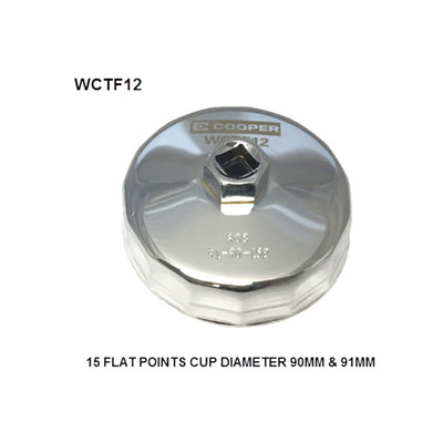 WCTF12 Cup Style Oil Filter Remover Wesfil Cooper 90-91mm - 15F (Cross Ref: )