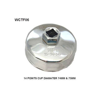 WCTF06 Cup Style Oil Filter Remover Wesfil Cooper 74-75mm - 14F (Cross Ref: )